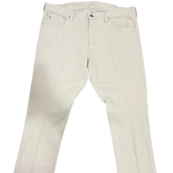 Polo Ralph Lauren Denim Jeans Mens 38 x 32 Beige Slim Fit Straight Leg - Picture 1 of 7